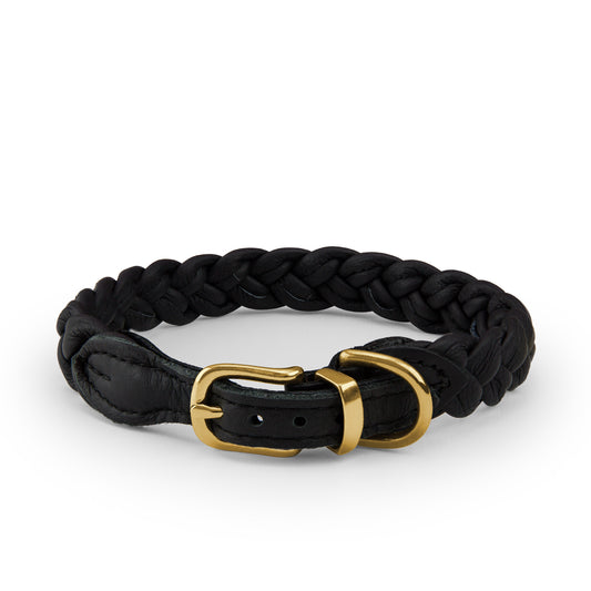 Braided leather collar gold exclusive